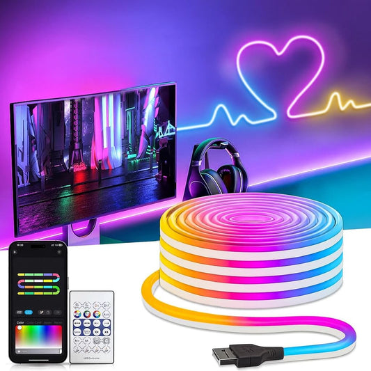 MoonlitDreams 5 Meter Smart RGB Neon LED Strip Lights with App & Remote
