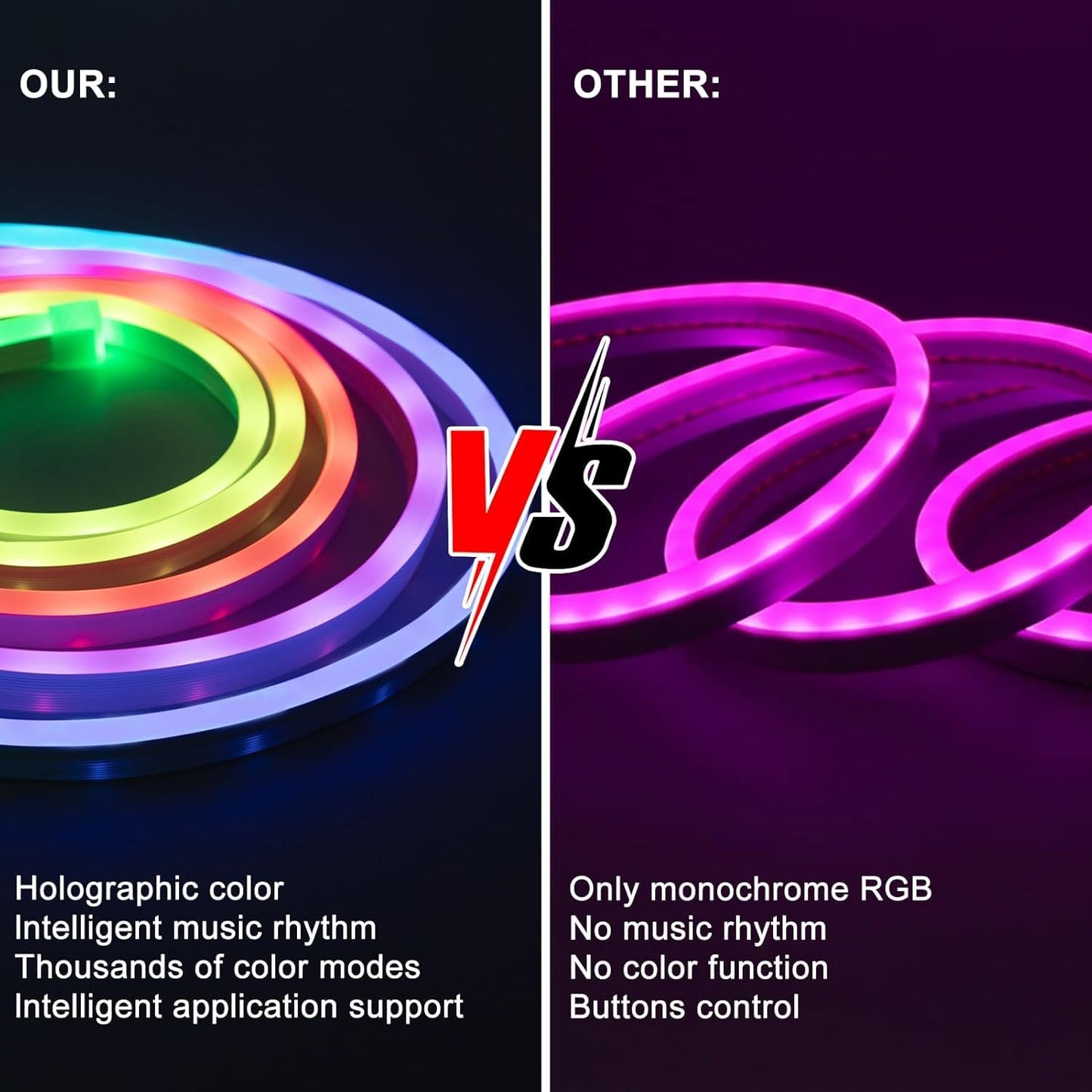 MoonlitDreams 5 Meter Smart RGB Neon LED Strip Lights with App & Remote