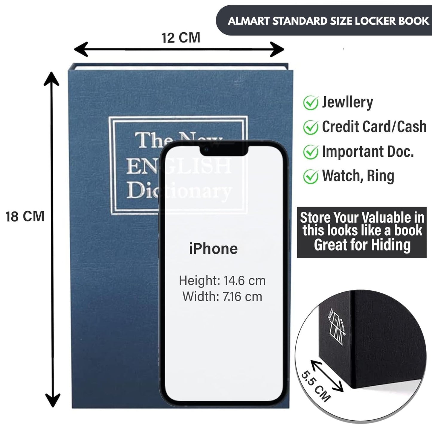 Book Safe with Numeric Combination Lock (MV-124)