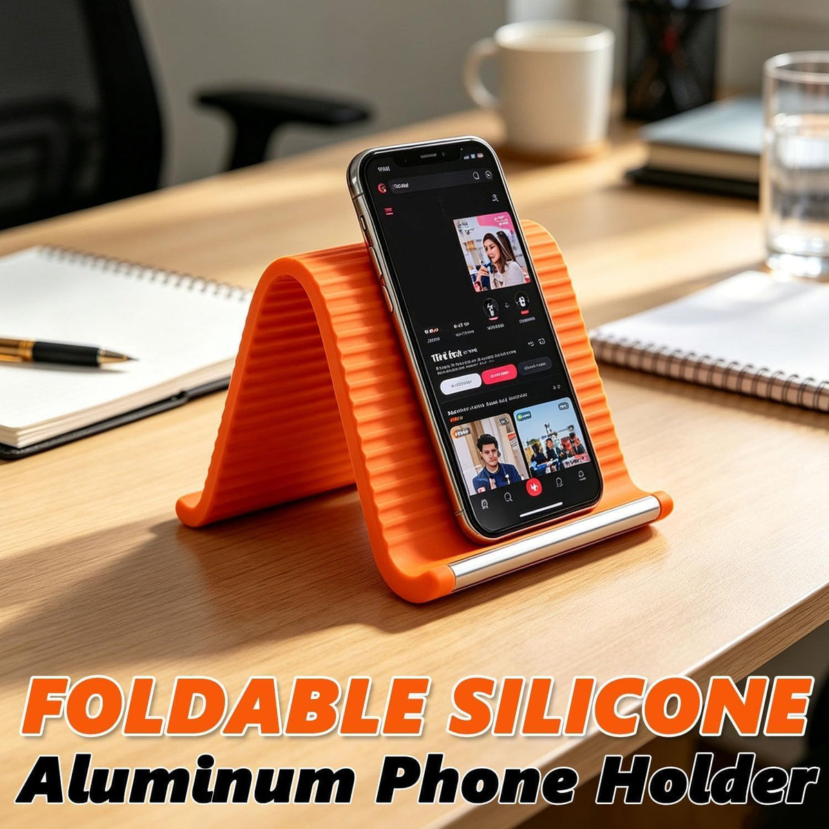 Portable Foldable Silicone Aluminum Phone Holder (MV-143)