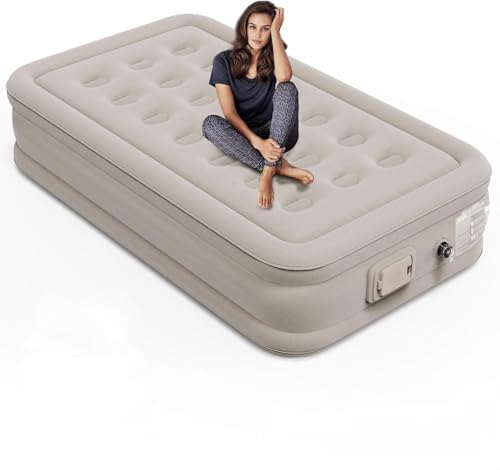 Single Air Bed, Inflatable Mattres With Free Electric Pump, Quick Self-Inflation/Deflation Guest Air Mattress, Blow Up Bed for Home Camping Versatile Sofa Cum Air Folding Sofa Bed–Long-Lasting (A)|B0FR59827M