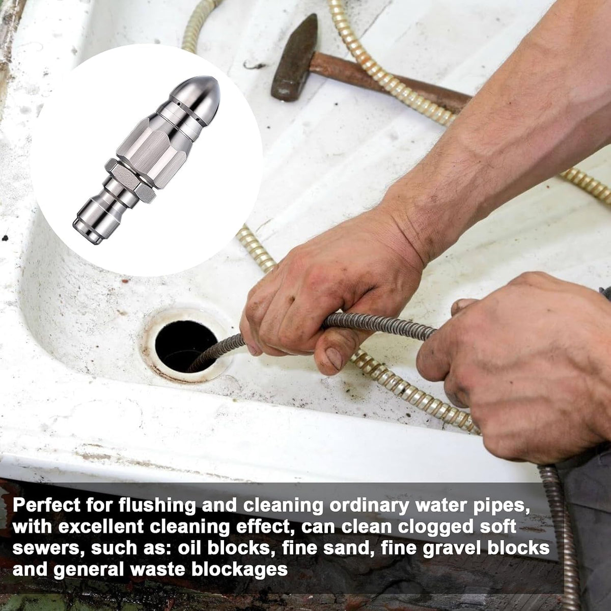 Stainless Steel Pressure Drain Cleaning Jetter Hose Nozzle (MV-168)