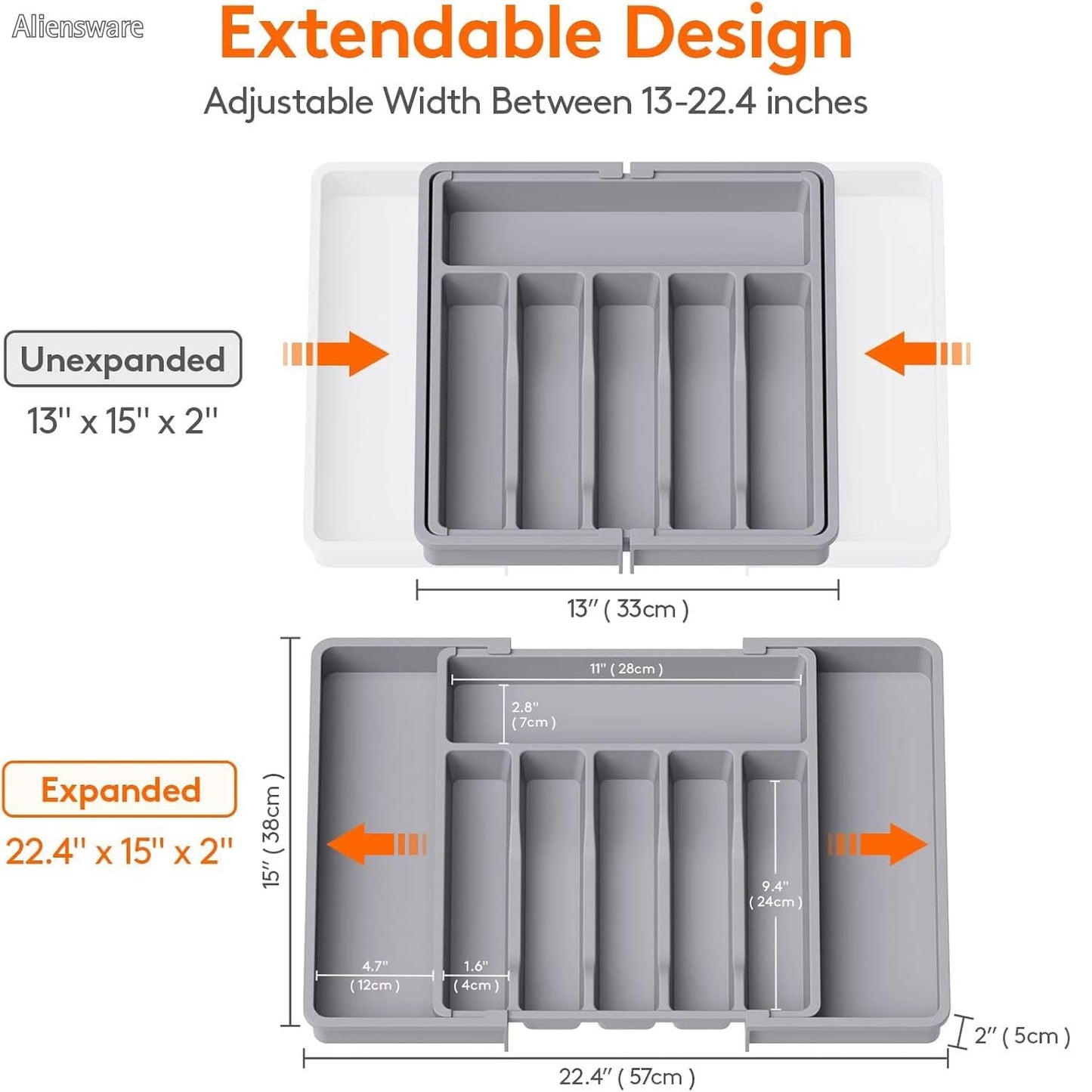 Expandable Slider Kitchen Drawer Organizer