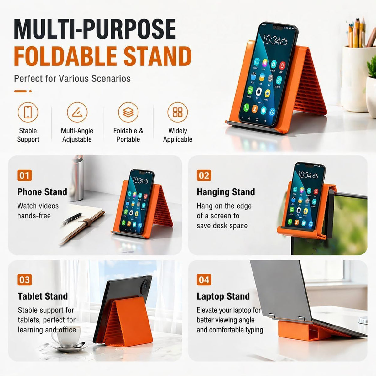 Portable Foldable Silicone Aluminum Phone Holder (MV-143)