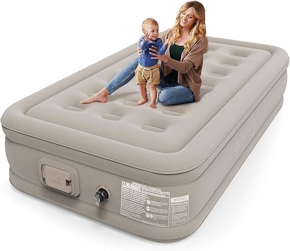Single Air Bed, Inflatable Mattres With Free Electric Pump, Quick Self-Inflation/Deflation Guest Air Mattress, Blow Up Bed for Home Camping Versatile Sofa Cum Air Folding Sofa Bed–Long-Lasting (A)|B0FR59827M