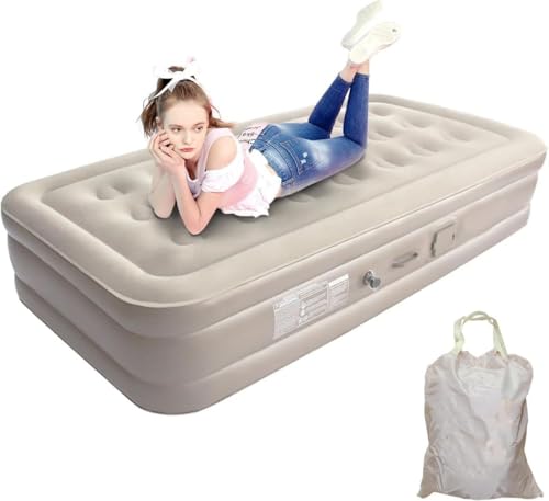 Single Air Bed, Inflatable Mattres With Free Electric Pump, Quick Self-Inflation/Deflation Guest Air Mattress, Blow Up Bed for Home Camping Versatile Sofa Cum Air Folding Sofa Bed–Long-Lasting (A)|B0FR59827M