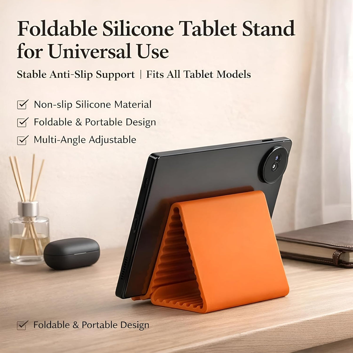 Portable Foldable Silicone Aluminum Phone Holder (MV-143)