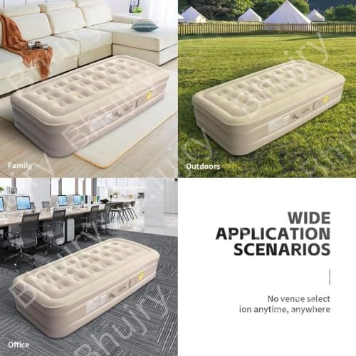 Single Air Bed, Inflatable Mattres With Free Electric Pump, Quick Self-Inflation/Deflation Guest Air Mattress, Blow Up Bed for Home Camping Versatile Sofa Cum Air Folding Sofa Bed–Long-Lasting (A)|B0FR59827M