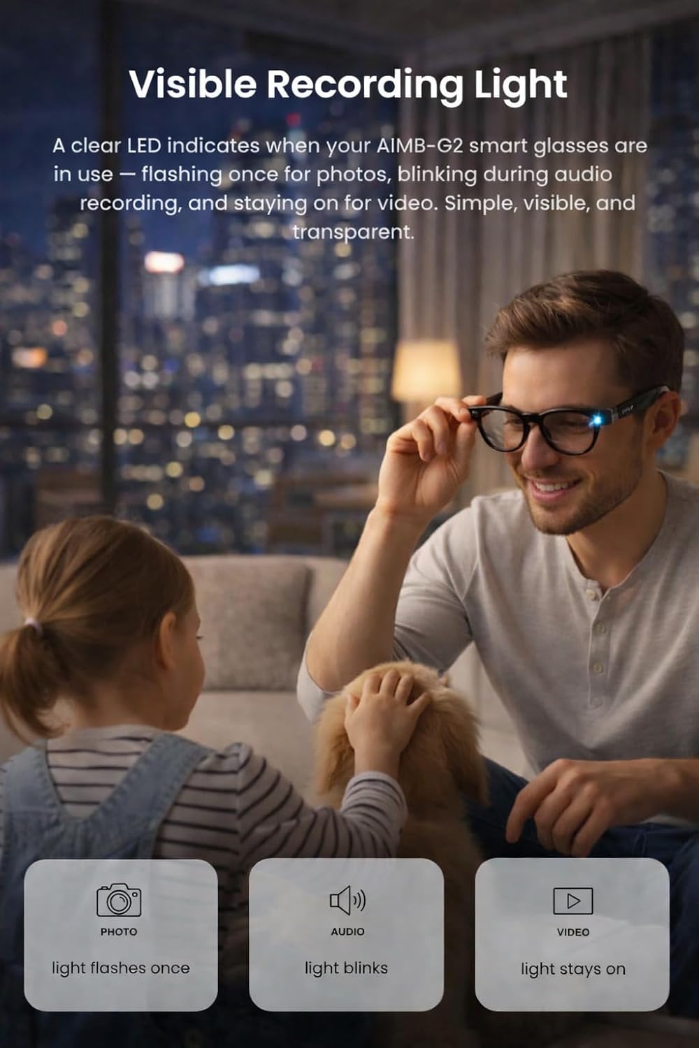 Smart AI Camera Glasses , 1200P HD Video Recording