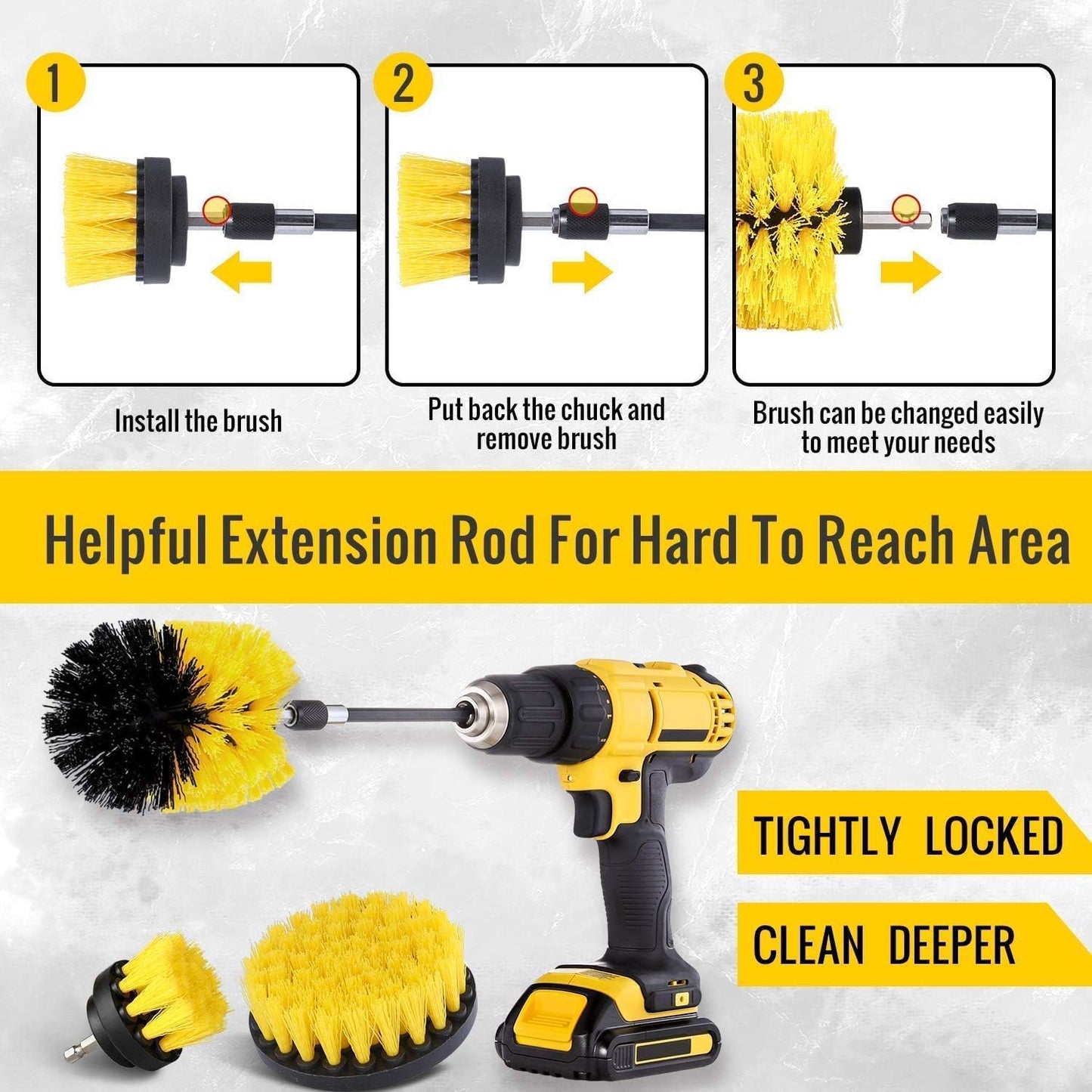 Drill Scrubber Brush Cleaning Kit (4pcs) (MV-114)