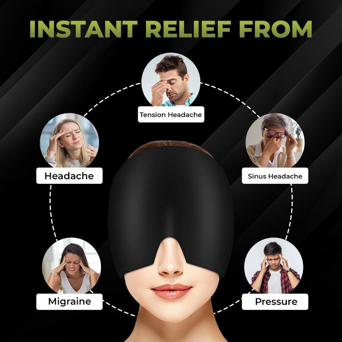 Migraine Relief Cap – Hot & Cold Gel Therapy Head Wrap for Headache, Sinus & Stress Relief, Reusable Design for Men & Women