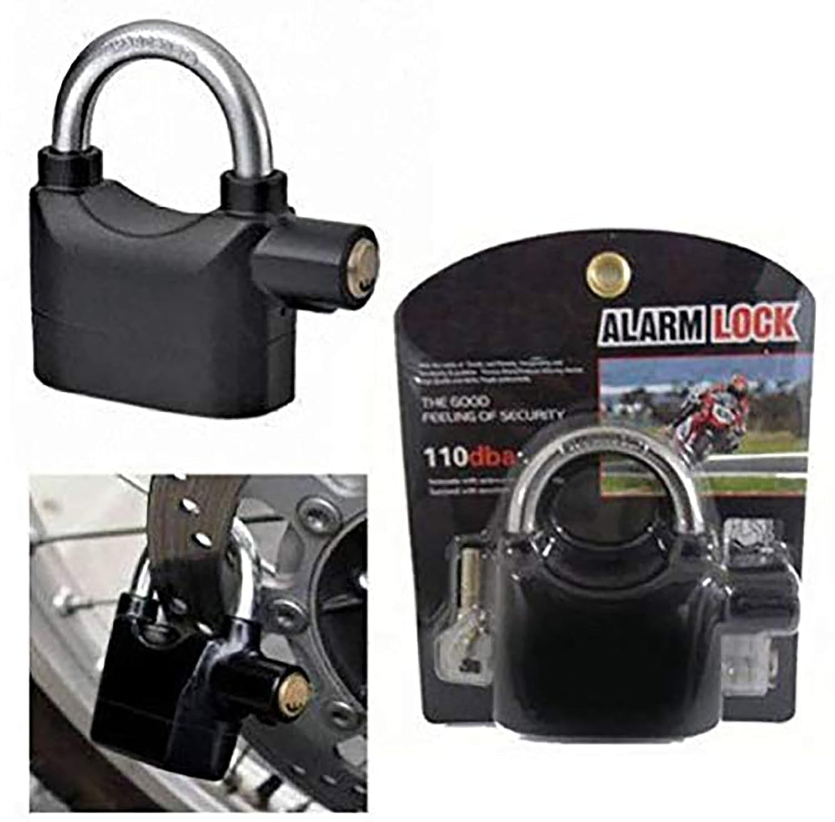 Security Alarm Lock – 110dB Anti-Theft Waterproof Padlock for Bike, Bicycle, Door & Window