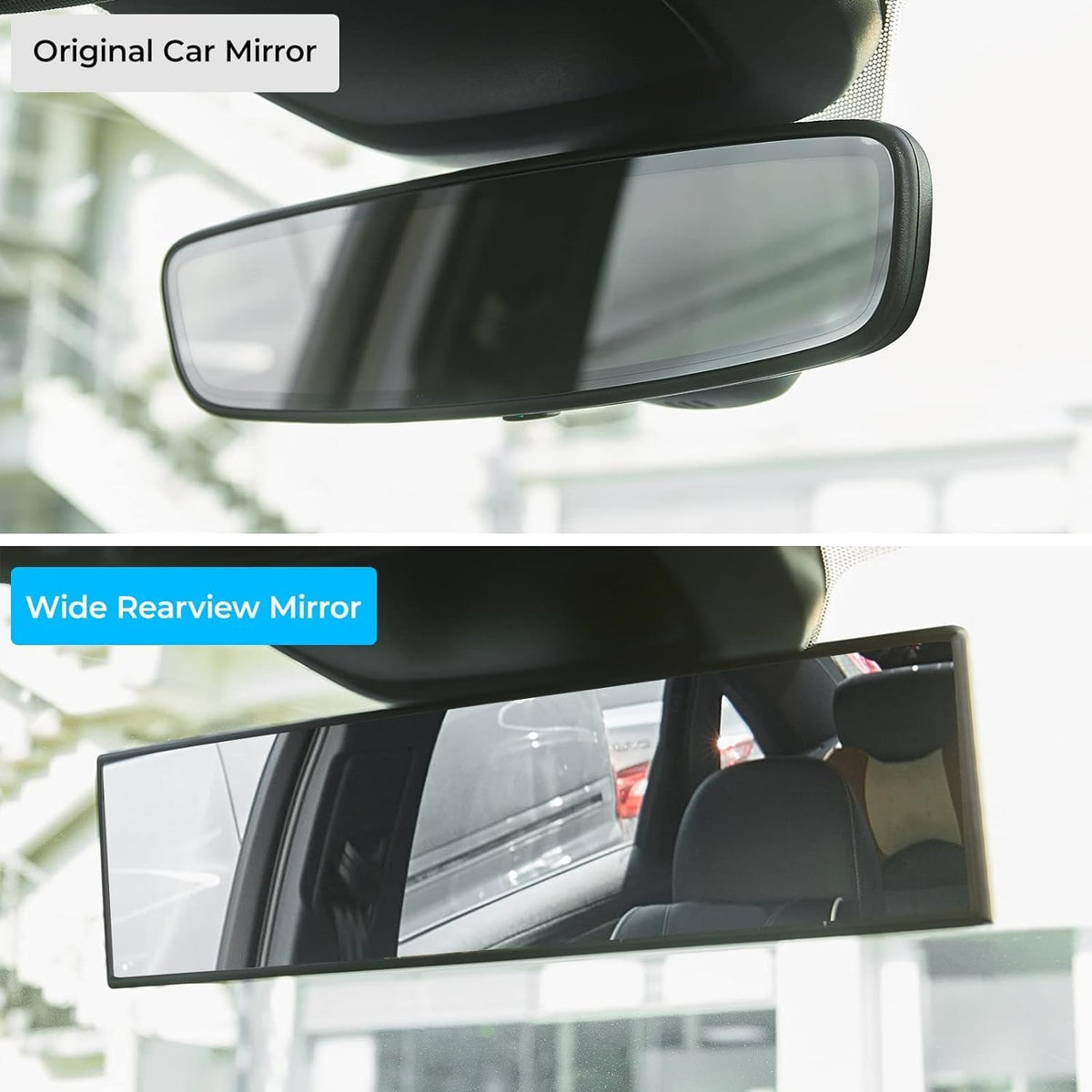 Wide Angle Panoramic Rear View Mirror – Large Vision | Blind Spot Reduction | Safer Driving (MV-132)