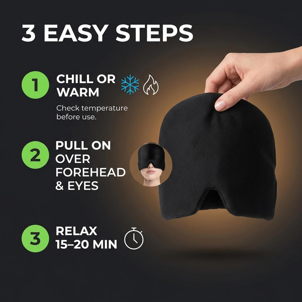 Migraine Relief Cap – Hot & Cold Gel Therapy Head Wrap for Headache, Sinus & Stress Relief, Reusable Design for Men & Women
