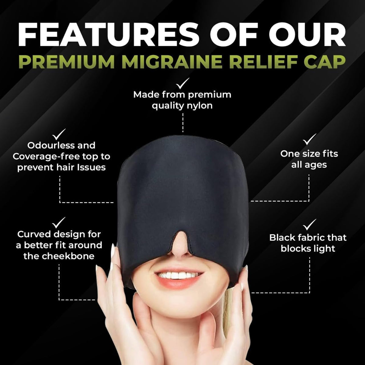 Migraine Relief Cap – Hot & Cold Gel Therapy Head Wrap for Headache, Sinus & Stress Relief, Reusable Design for Men & Women