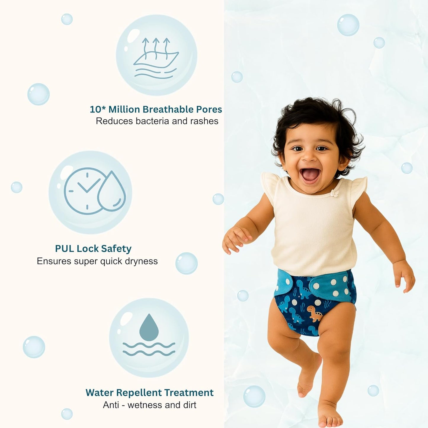 Premium Reusable Cloth Diapers for Babies  (Pack of 2)