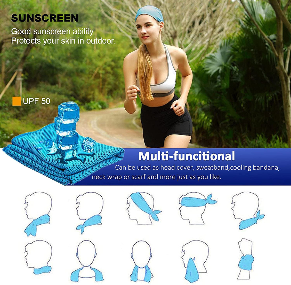 Cooling Towel – Microfiber Ice Towel for Gym, Running, Yoga, Golf, Camping & Outdoor Workouts, Soft & Breathable, Pack of 3
