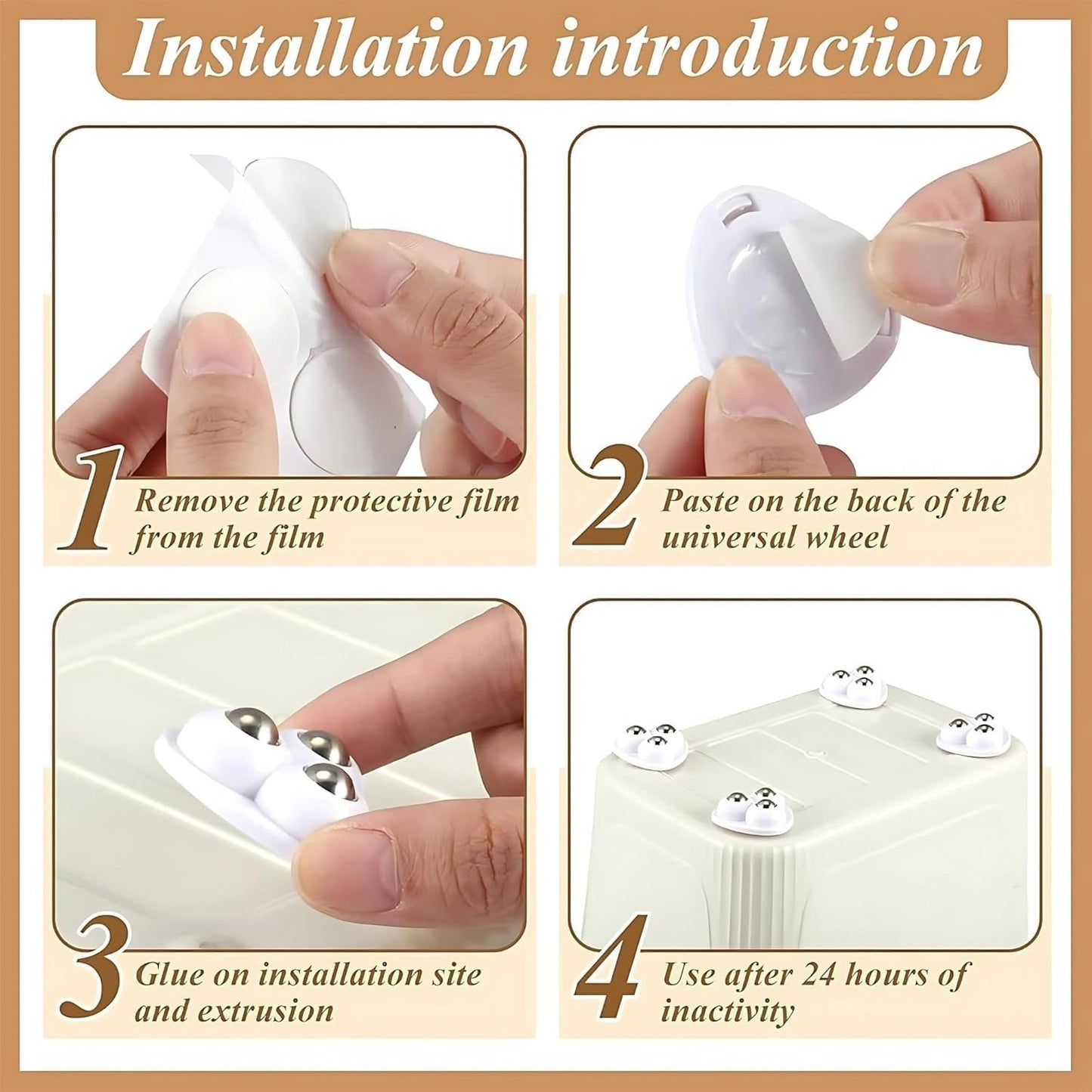 360° Furniture Moving Rollers (Pack of 4) – Self-Adhesive Heavy Duty Floor Sliders