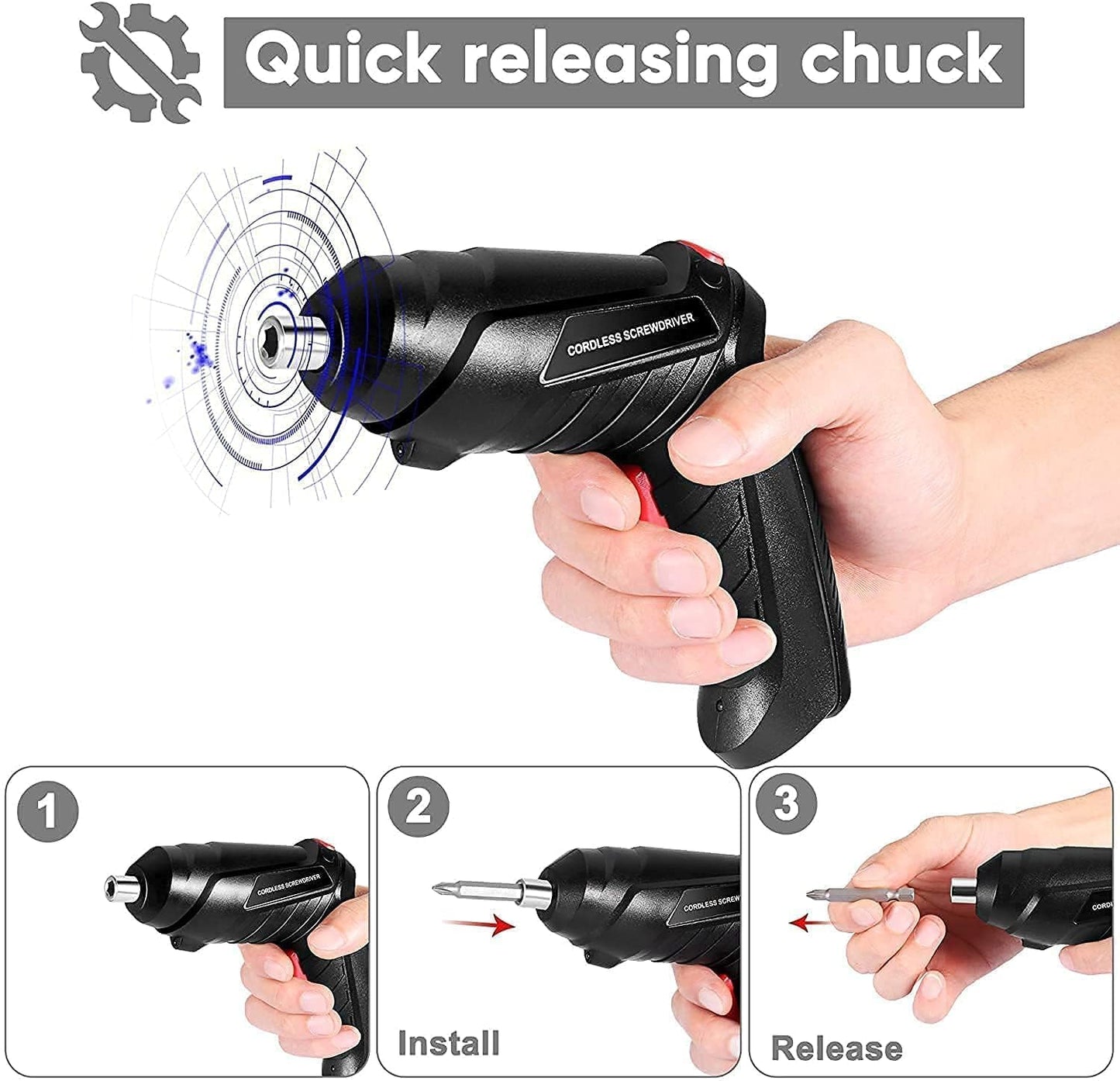 Electric Screwdriver 47 in 1 Rotatable Cordless Screwdriver Drill