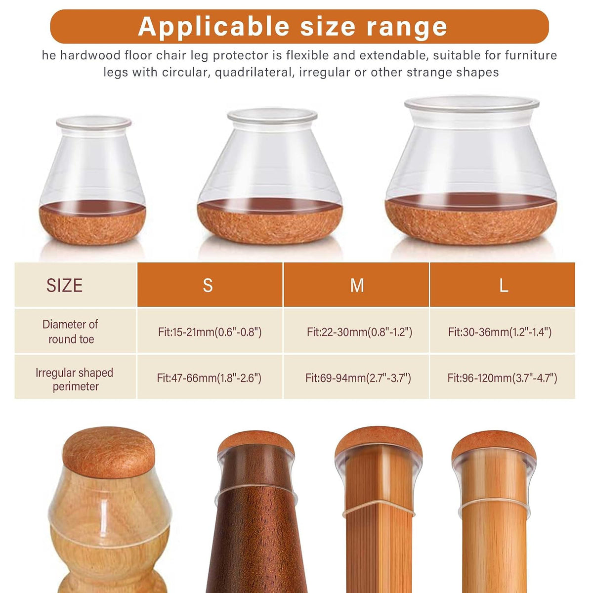 Chair Leg Floor Protectors – Silicone Furniture Caps with Felt Pads, Non-Slip & Noise-Reducing, Pack of 16