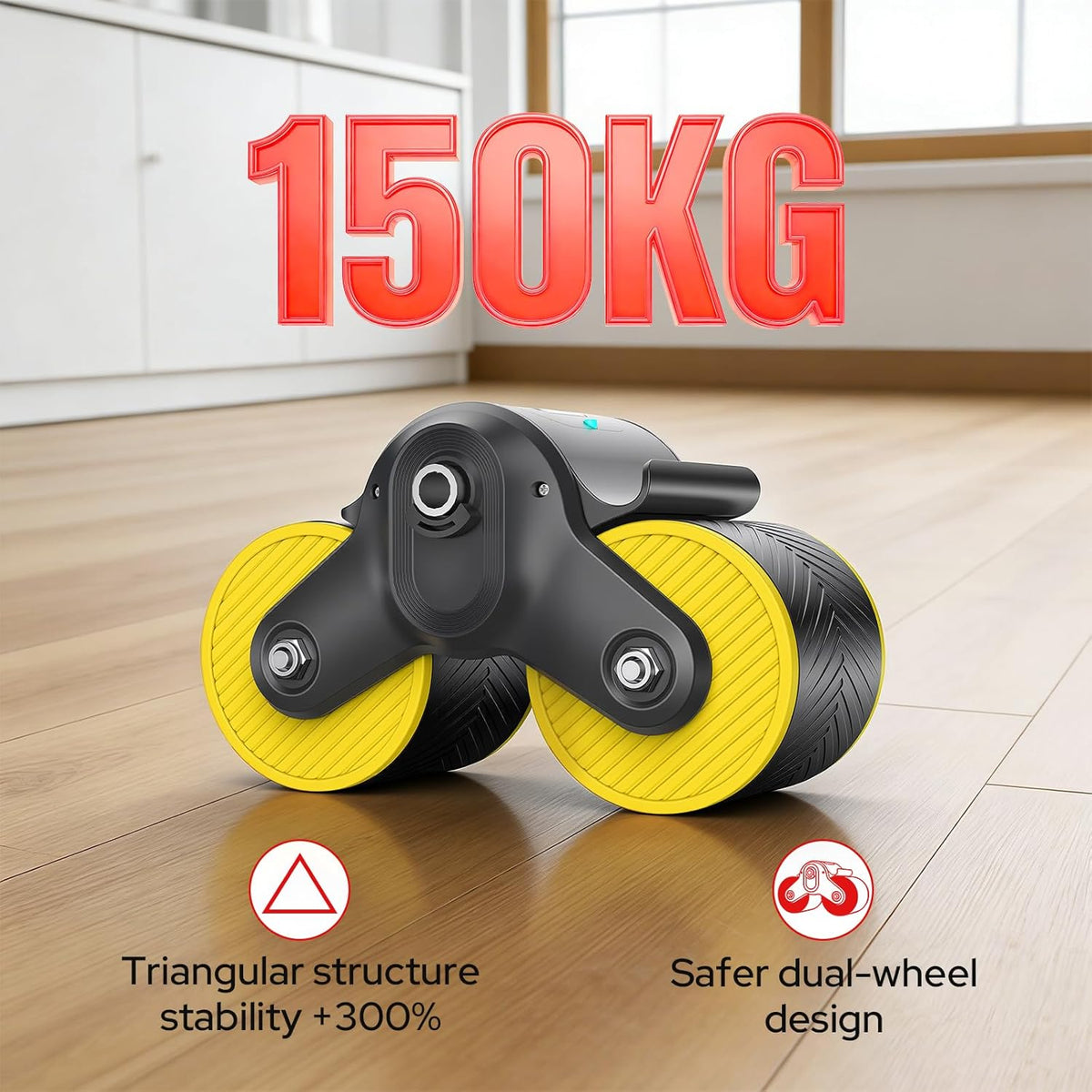 Halohop Automatic Rebound AB Roller Wheel with Calorie Counter & Phone Holder for Full Core Strength Training