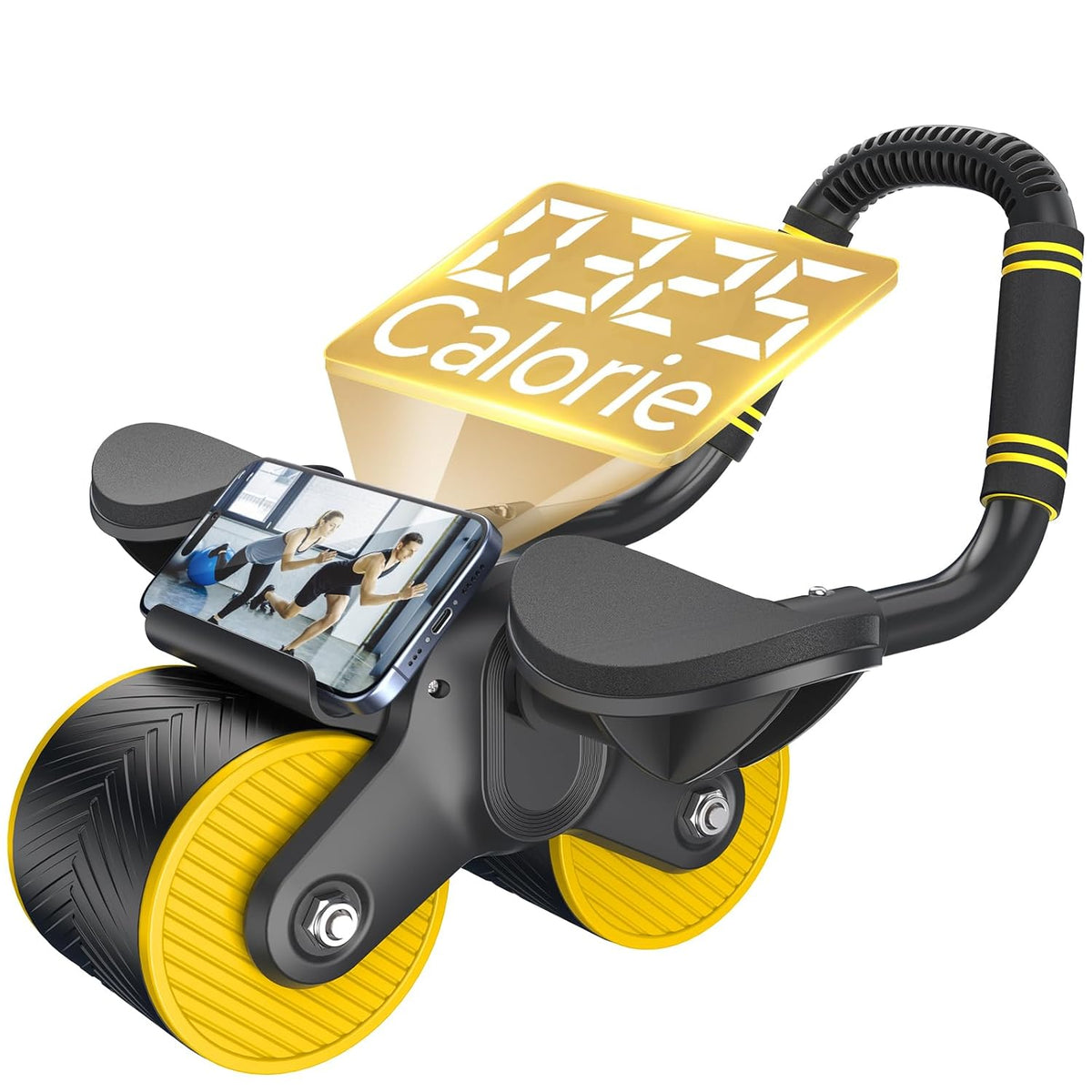 Halohop Automatic Rebound AB Roller Wheel with Calorie Counter & Phone Holder for Full Core Strength Training