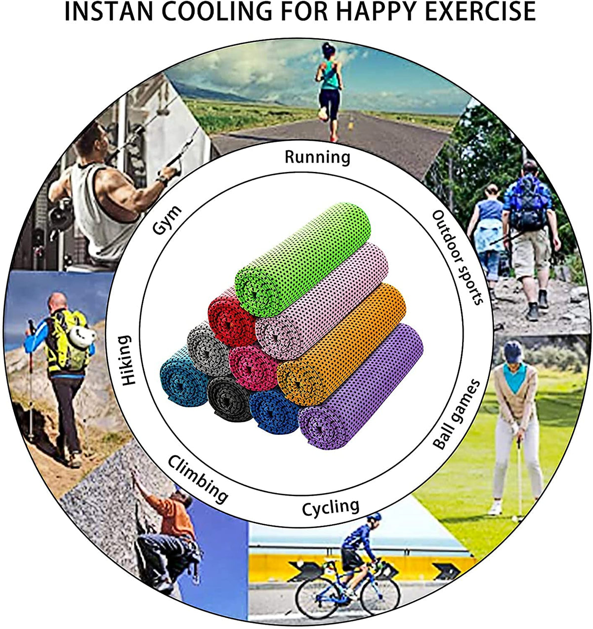 Cooling Towel – Microfiber Ice Towel for Gym, Running, Yoga, Golf, Camping & Outdoor Workouts, Soft & Breathable, Pack of 3