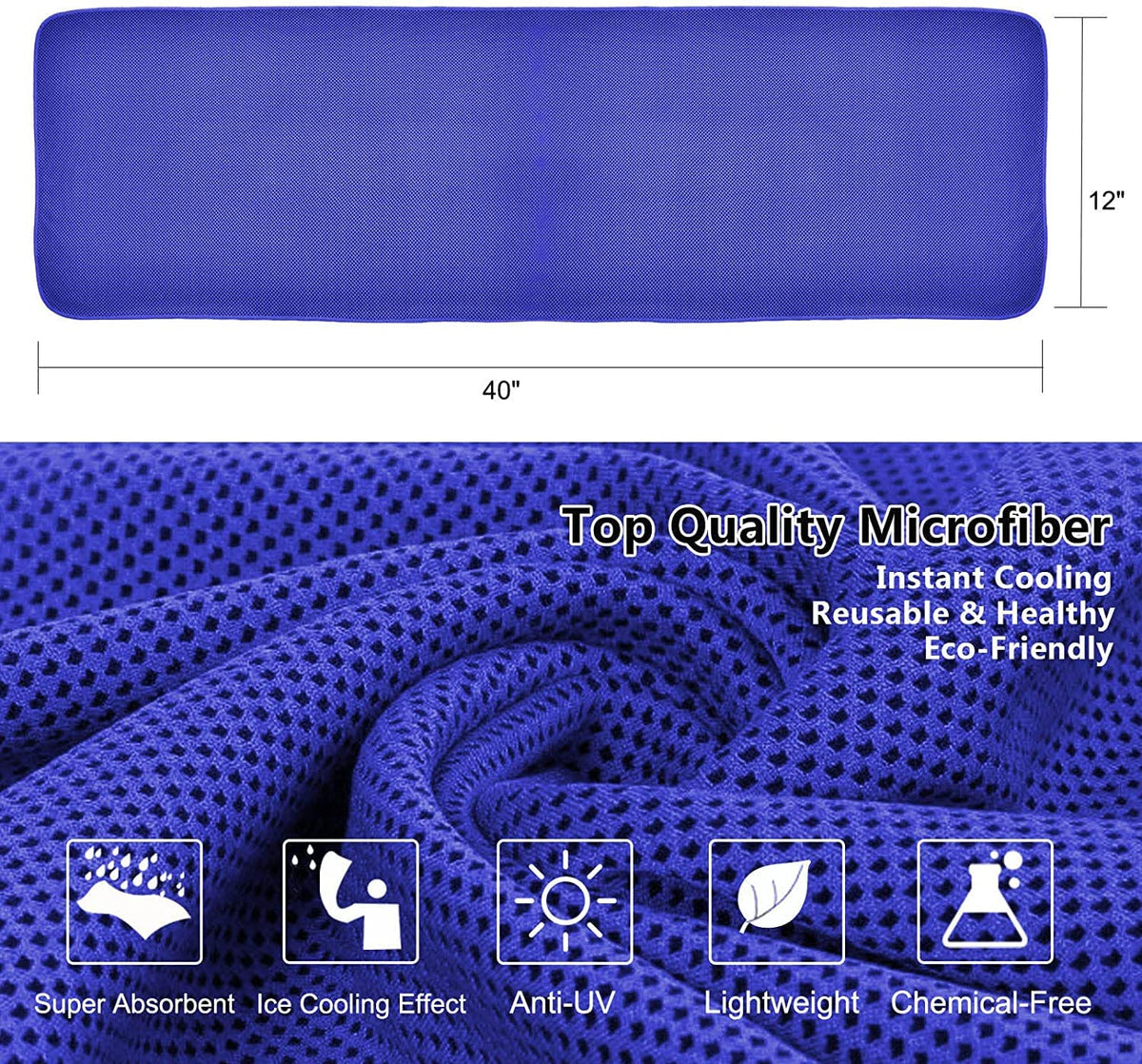 Cooling Towel – Microfiber Ice Towel for Gym, Running, Yoga, Golf, Camping & Outdoor Workouts, Soft & Breathable, Pack of 3