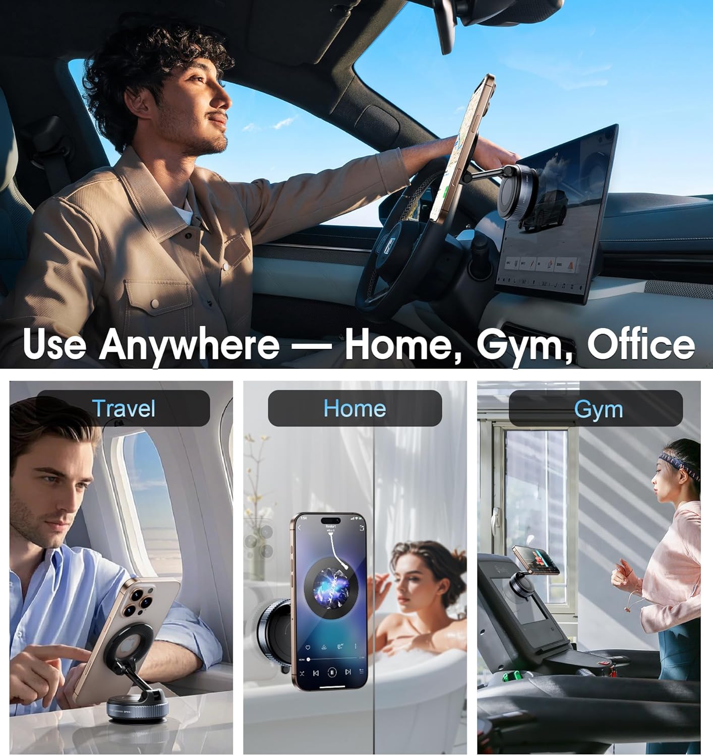 Magnetic Phone Holder – 360° Vacuum Suction Car Mount | Heavy-Duty Magnetic Phone Stand