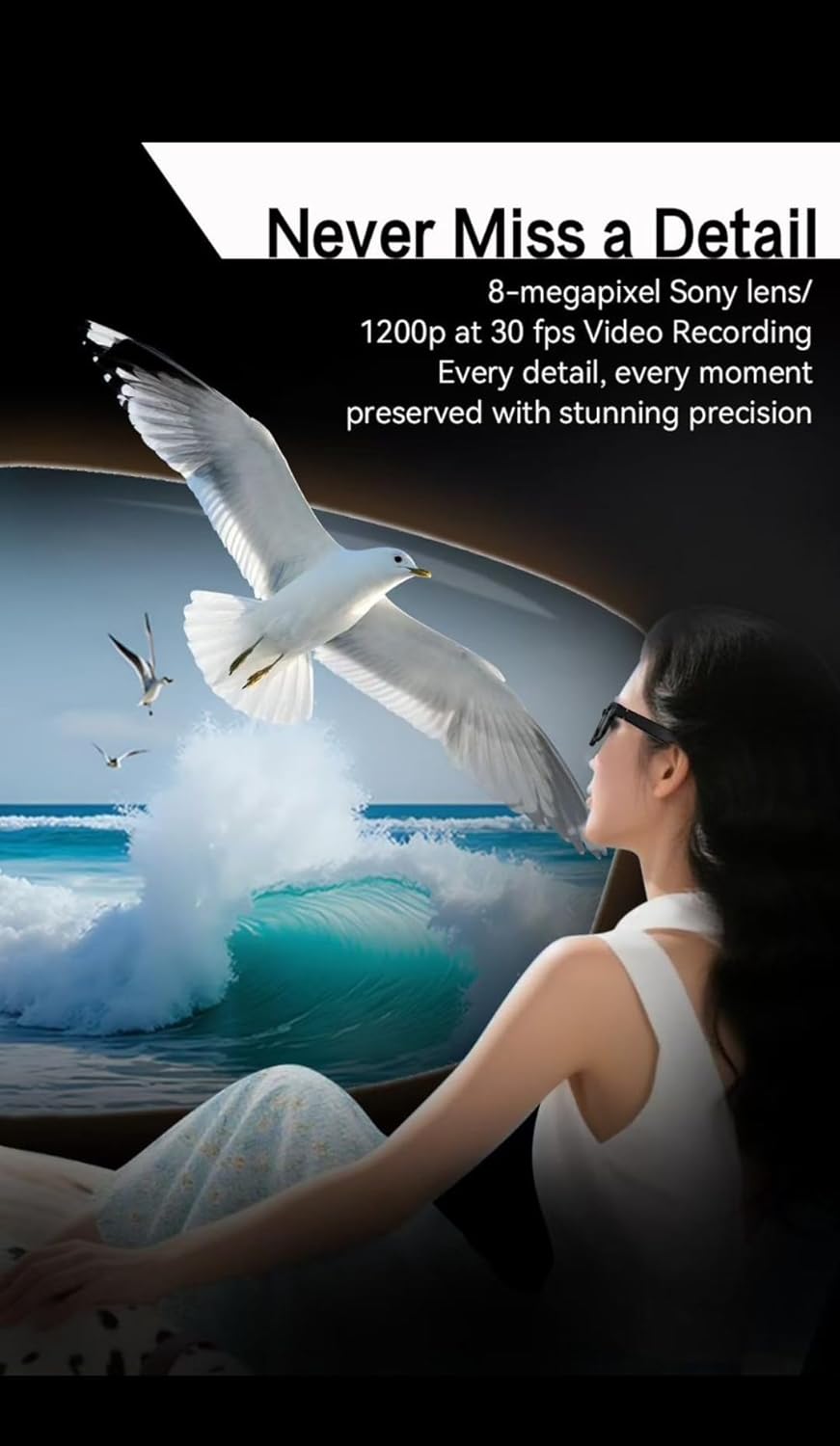 Smart AI Camera Glasses , 1200P HD Video Recording