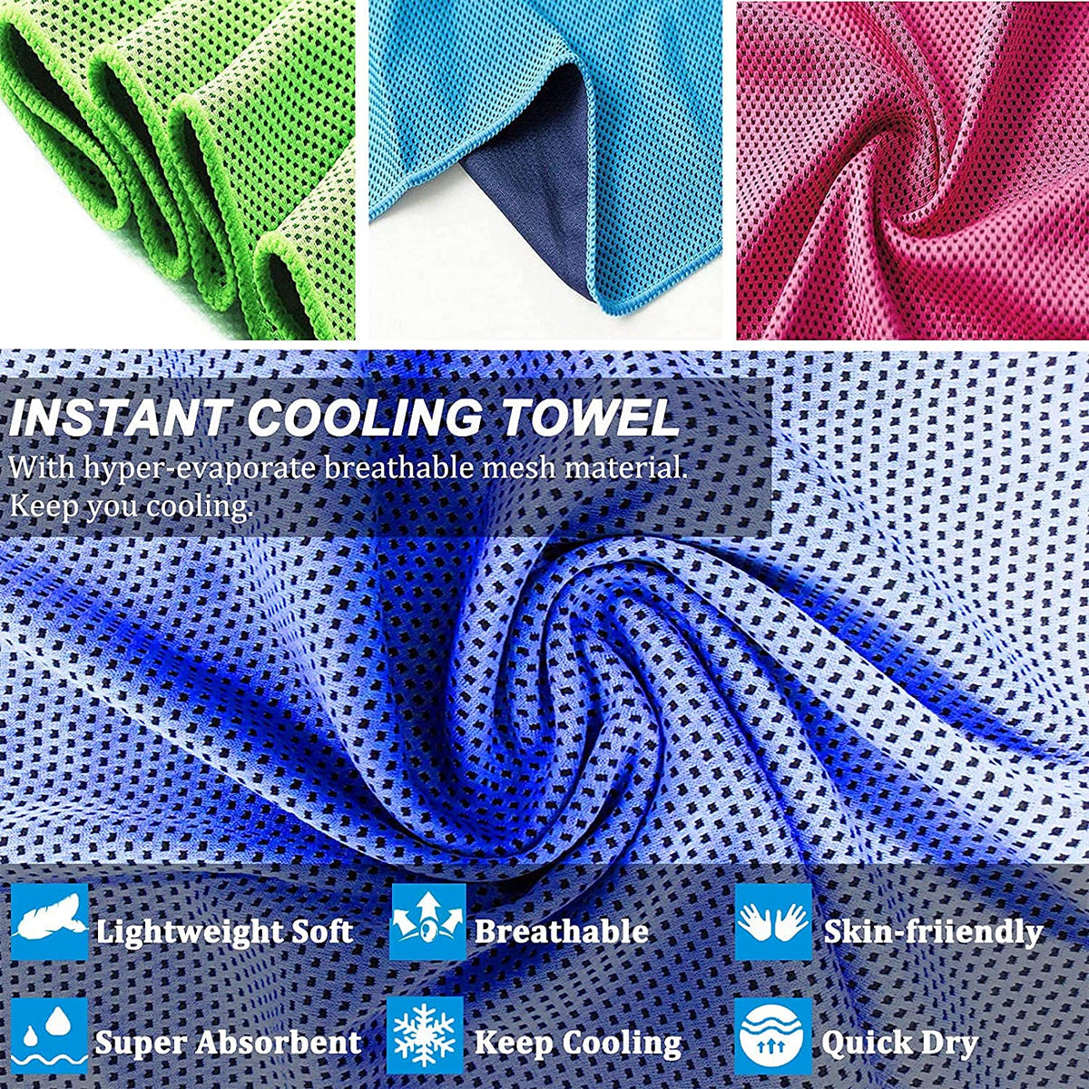 Cooling Towel – Microfiber Ice Towel for Gym, Running, Yoga, Golf, Camping & Outdoor Workouts, Soft & Breathable, Pack of 3