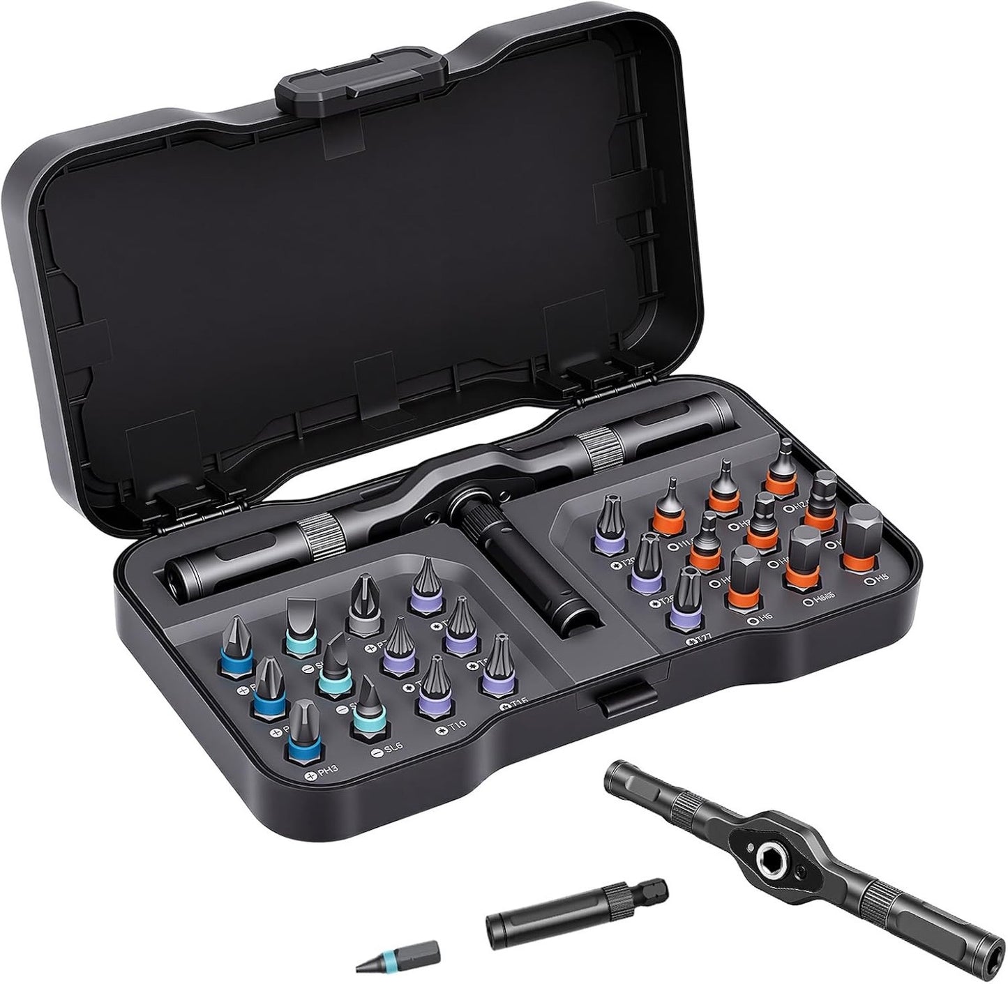 24-in-1 T-Shape Magnetic Screwdriver Set with Ratchet Handle – Multi-Bit DIY Tool Kit