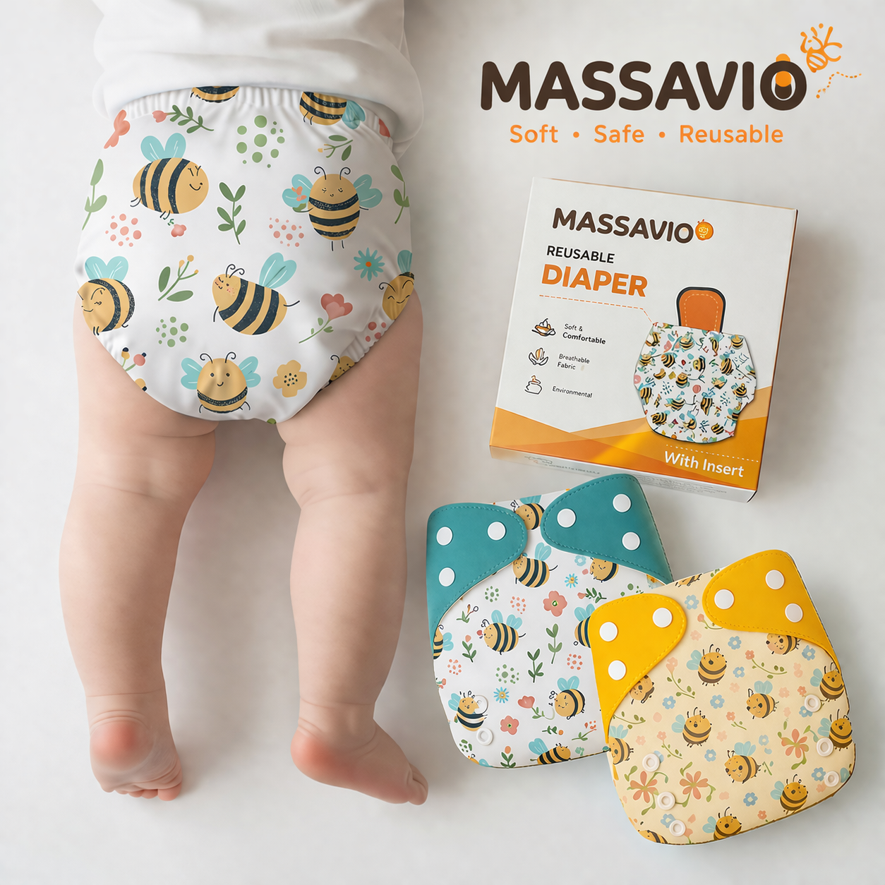 Premium Reusable Cloth Diapers for Babies  (Pack of 2)