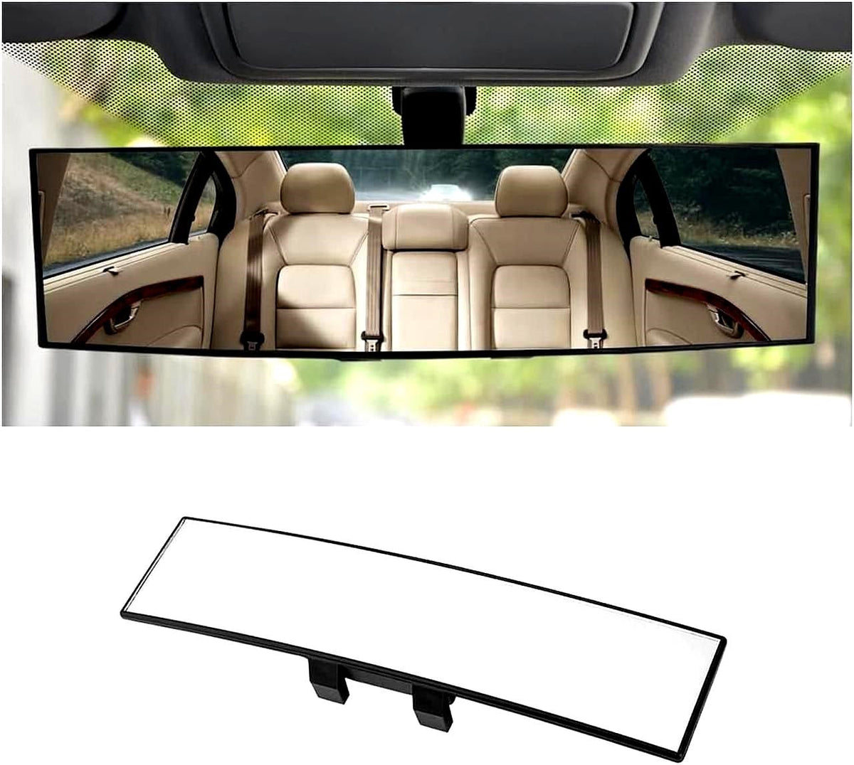 Wide Angle Panoramic Rear View Mirror – Large Vision | Blind Spot Reduction | Safer Driving (MV-132)